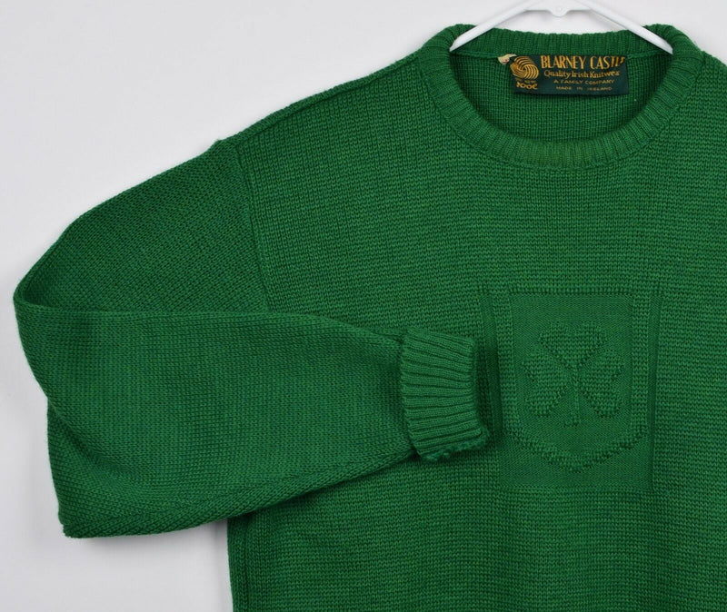 Blarney Castle Men's Large Green Wool Shamrock Knit Irish Crewneck Sweater