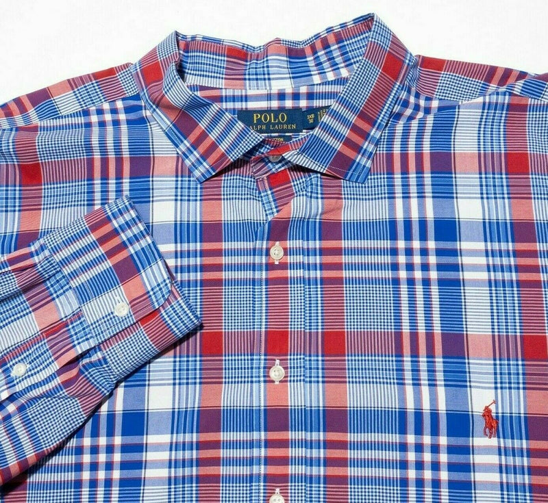 Polo Ralph Lauren 3XB Long Sleeve Shirt Men Stretch Blue Red Plaid Button-Front