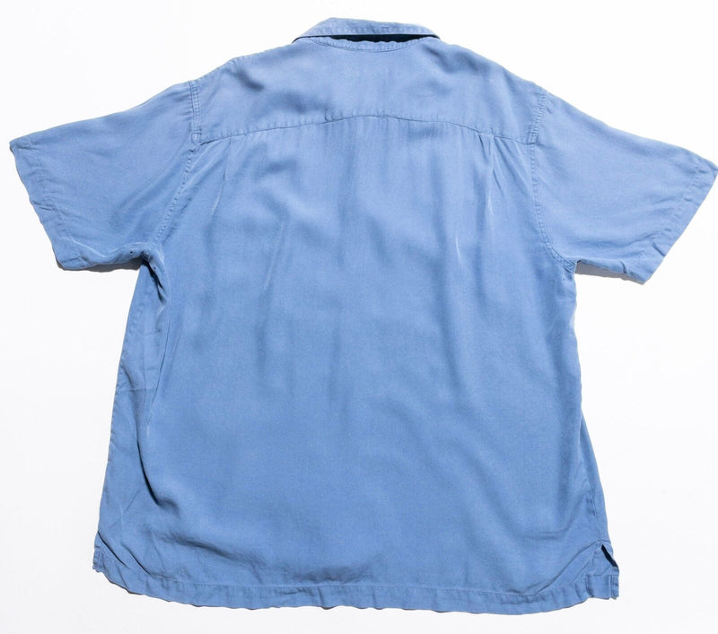 Nat Nast Silk Bowling Shirt Men's XL Panel Striped Blue Luxury Originals