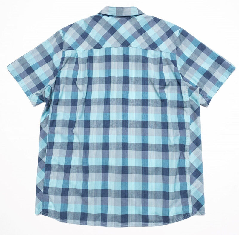 Icebreaker Merino Wool Shirt Men's 2XL Button-Front Blue Check Hiking Casual