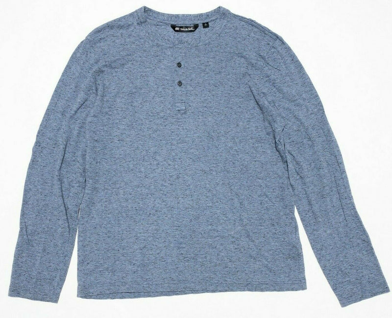 Travis Mathew Henley Long Sleeve T-Shirt Blue Speckled Modal Casual Men's XL