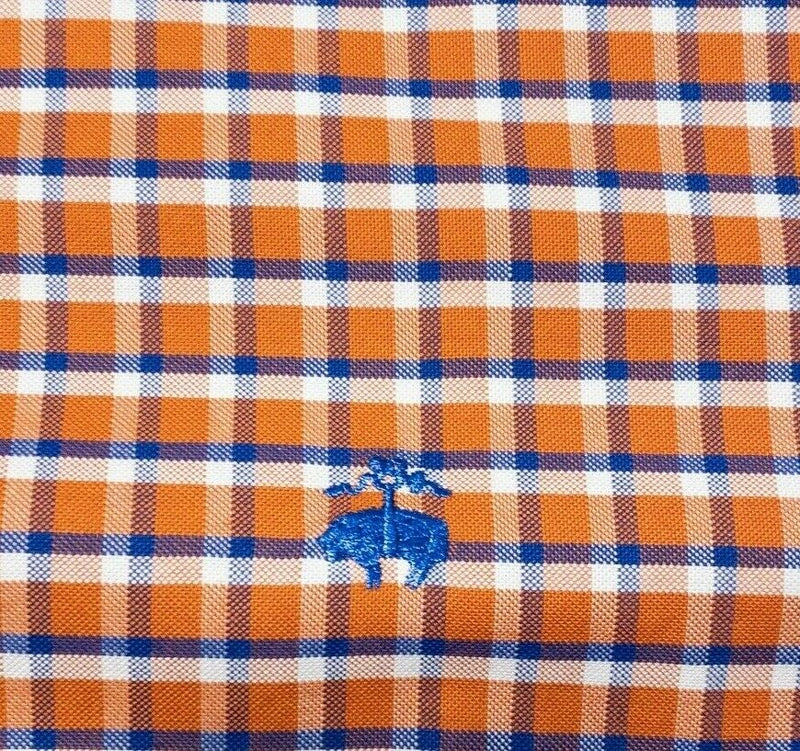 Brooks Brothers Non-Iron Button-Down Shirt Orange Plaid Men's Medium Slim Fit