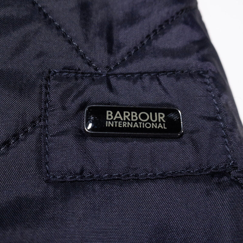 Barbour Quilted Jacket Men's Large Ariel Polarquilt Fleece Lined Zip Navy Blue