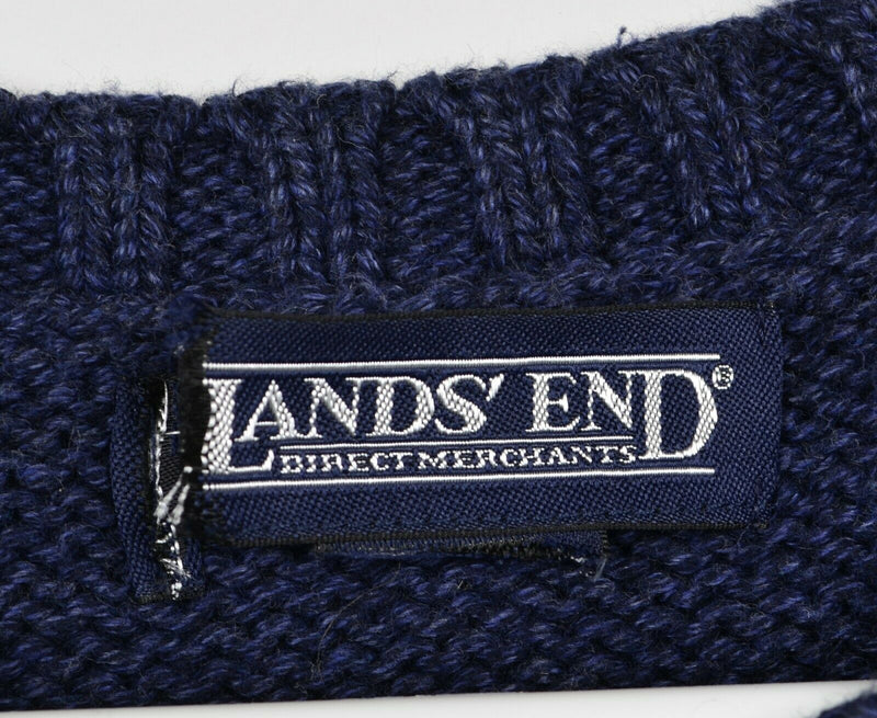Lands' End Men's Sz 2XL USA Flag Cotton Navy Blue Knit Pullover Sweater