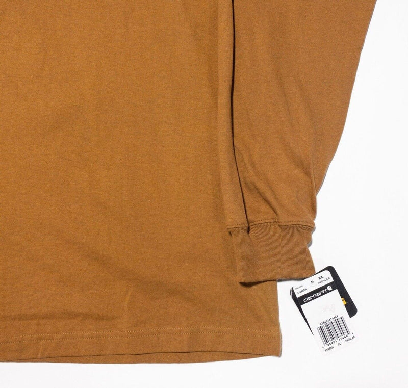 Carhartt K126 T-Shirt XL Men's Long Sleeve Loose Fit Heavyweight Pocket Brown
