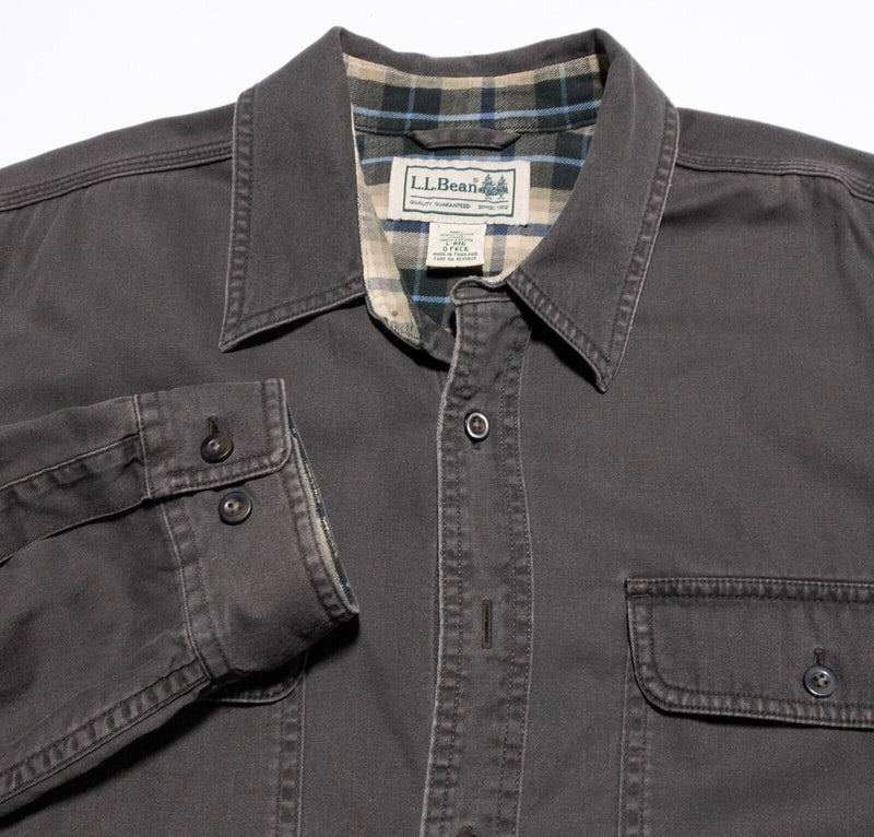 L.L. Bean Flannel Lined Shirt Men's Large Brown Button-Up Shacket Shirt Jacket