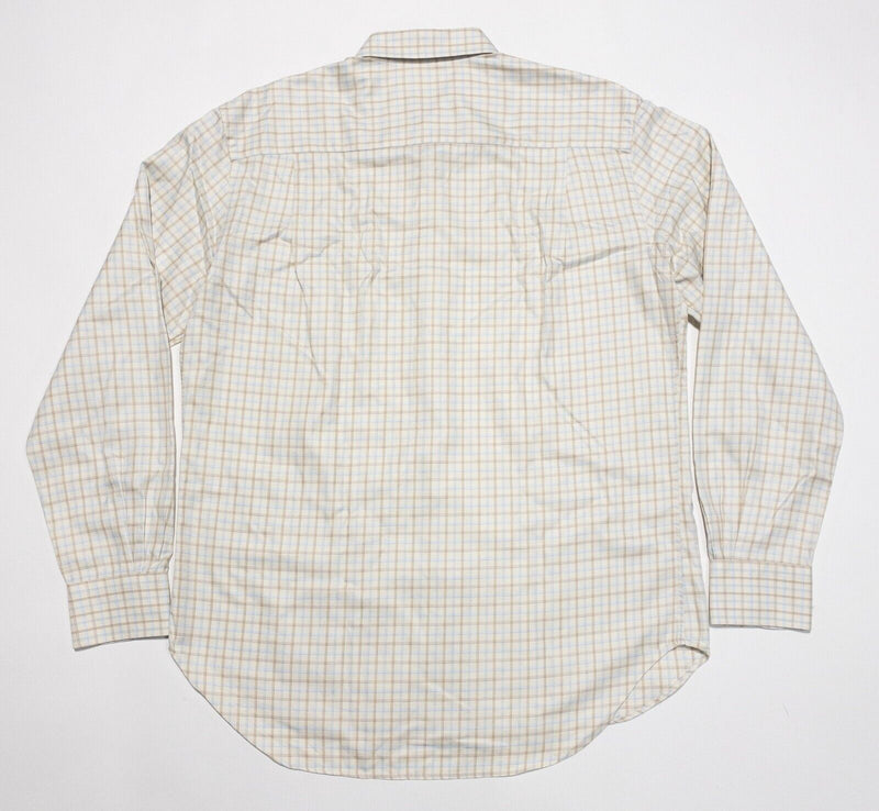 Loro Piana Shirt 17.5 Men's Dress Shirt Beige Plaid Button-Down Long Sleeve