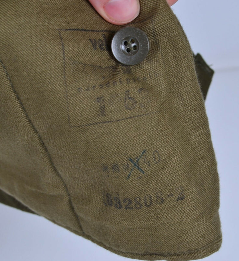 Vintage 70s Military Issue Men's Large? Green Lined Belted Foreign Parka Jacket