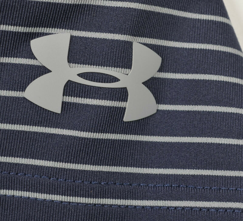 Cal Berkeley Bears Men's Large Blue Stripe Under Armour HeatGear Polo Shirt