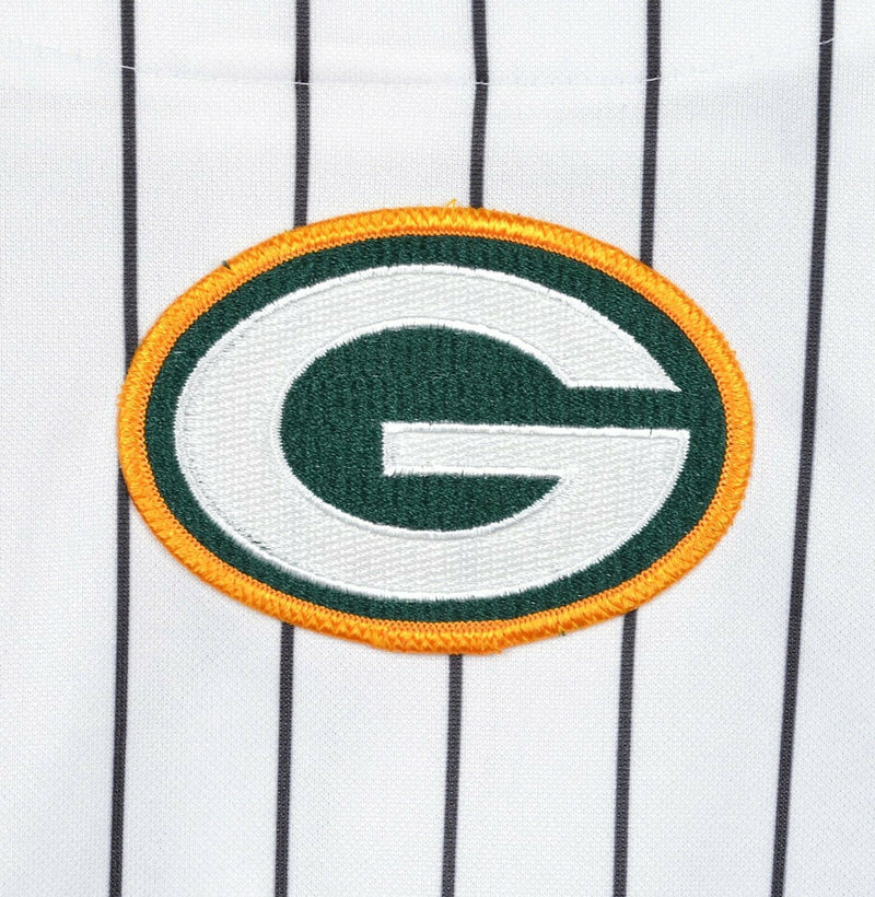 Green Bay Packers Men's 2XL Majestic Pinstripe White NFL Baseball Style Jersey