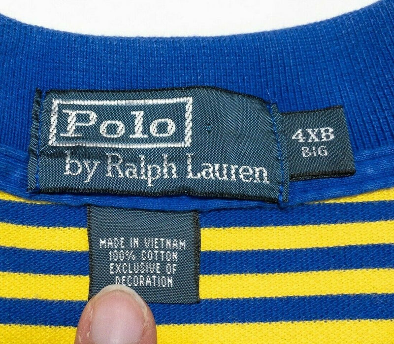 Polo Ralph Lauren 4XB Big & Tall Men's Polo Shirt Blue Yellow Striped 4XL Big