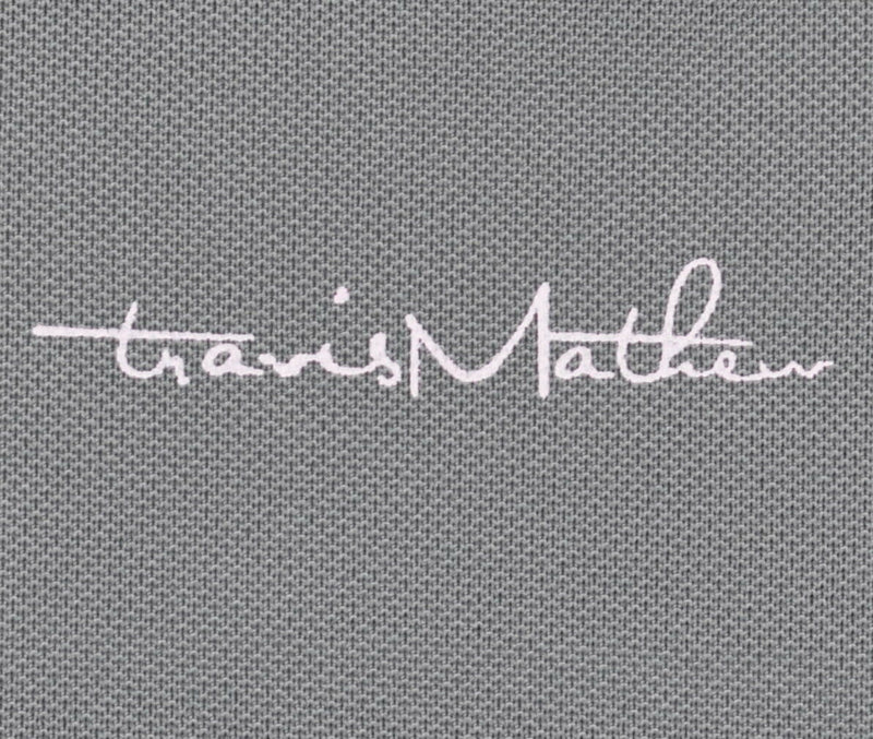Travis Mathew Men's Sz Medium Gray Pink Stripe Performance Golf Polo Shirt