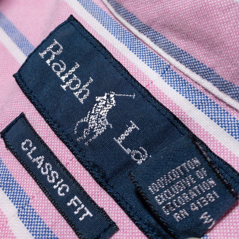 Polo Ralph Lauren Shirt Men's 2XLT Tall Pink Striped Oxford Button-Down Preppy