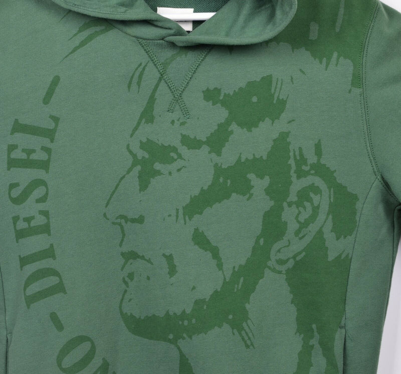 Diesel Men's Indian Head Graphic Logo Green Pullover Hoodie Sweatshirt