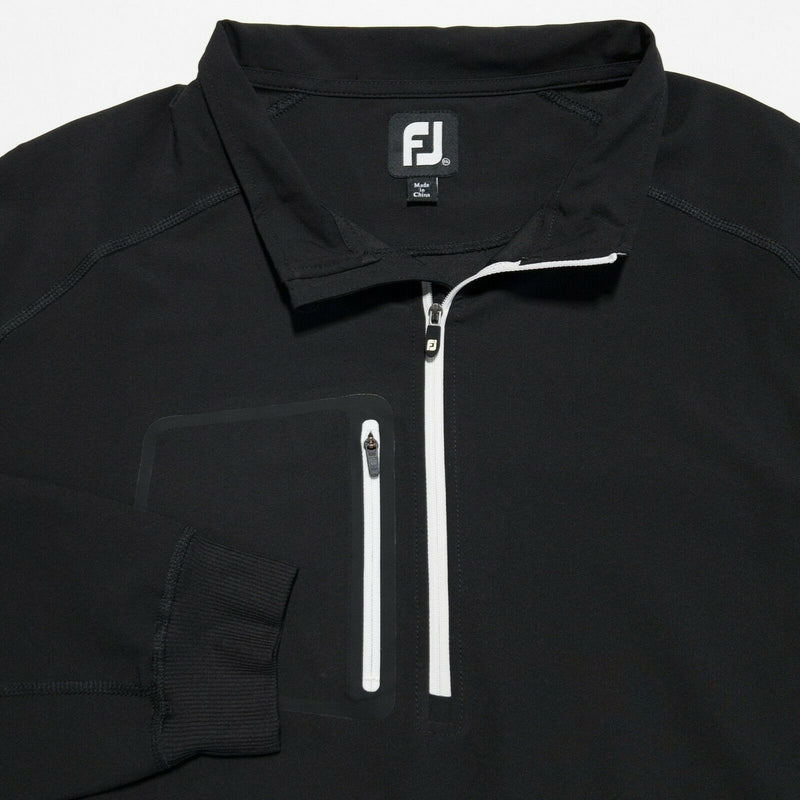 FootJoy Men's 2XL Solid Black 1/4 Zip Pullover Lightweight Wicking Golf Jacket