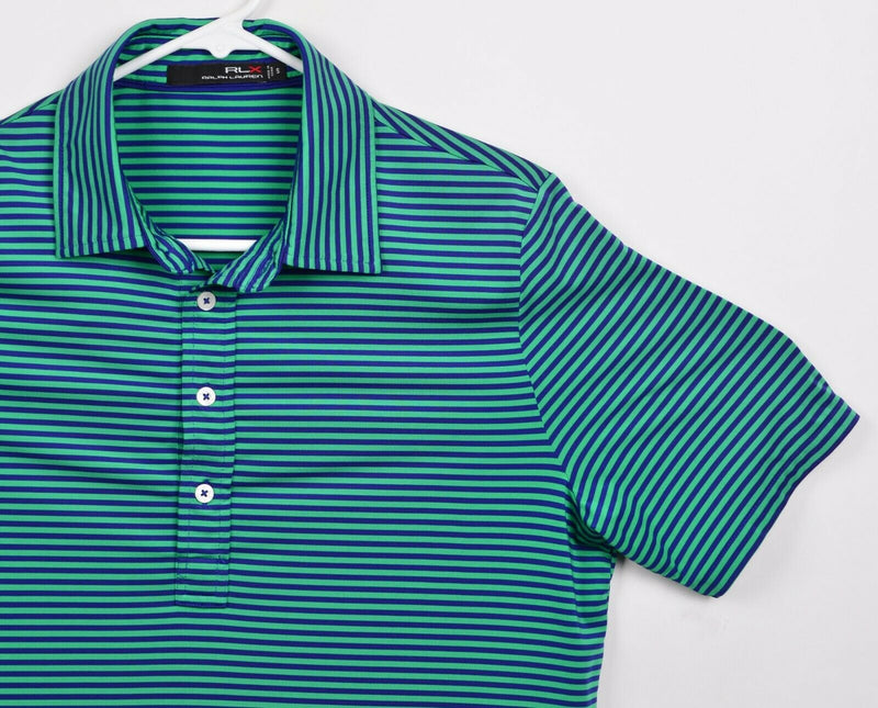 RLX Ralph Lauren Men's Sz Small Blue Green Striped Golf Polo Shirt