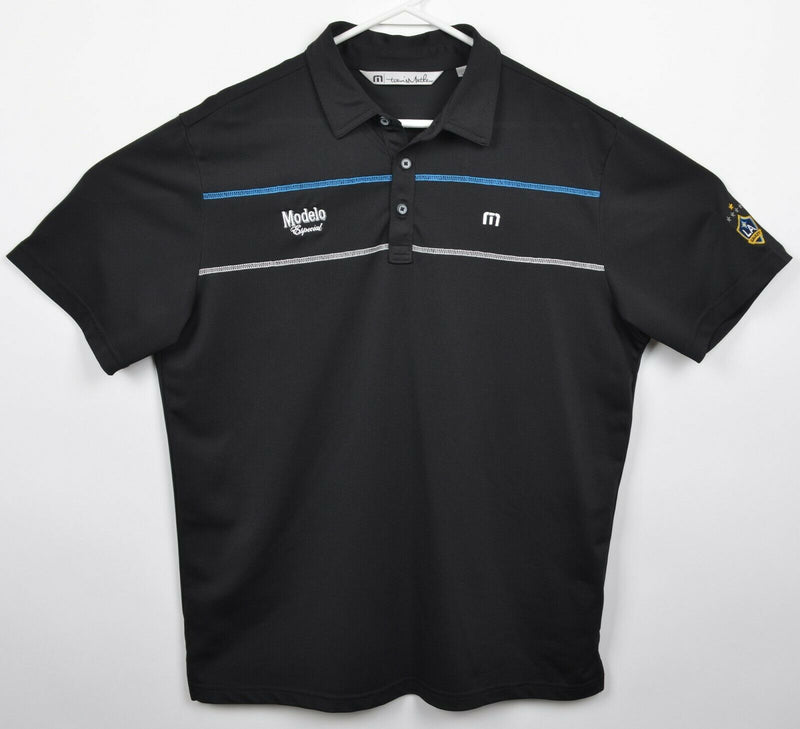 Travis Mathew Men's Large Black Striped Modelo LA Galaxy Golf Polo Shirt