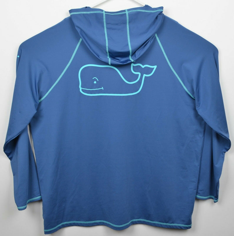 Vineyard Vines Performance Men's 2XL Blue Whale Lightweight Sun Shirt Hoodie