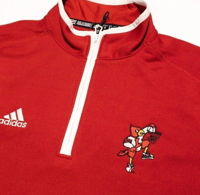 Louisville Cardinals Jacket Men's Small Adidas 1/4 Zip Basketball Team Issue Red