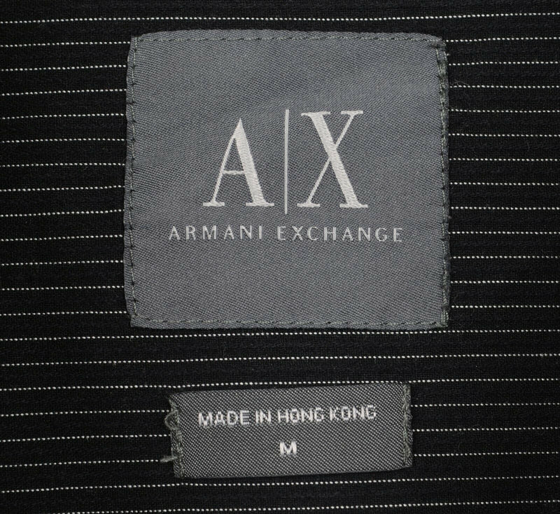 Armani Exchange Men's Sz Medium Snap-Front Black Striped A|X Long Sleeve Shirt