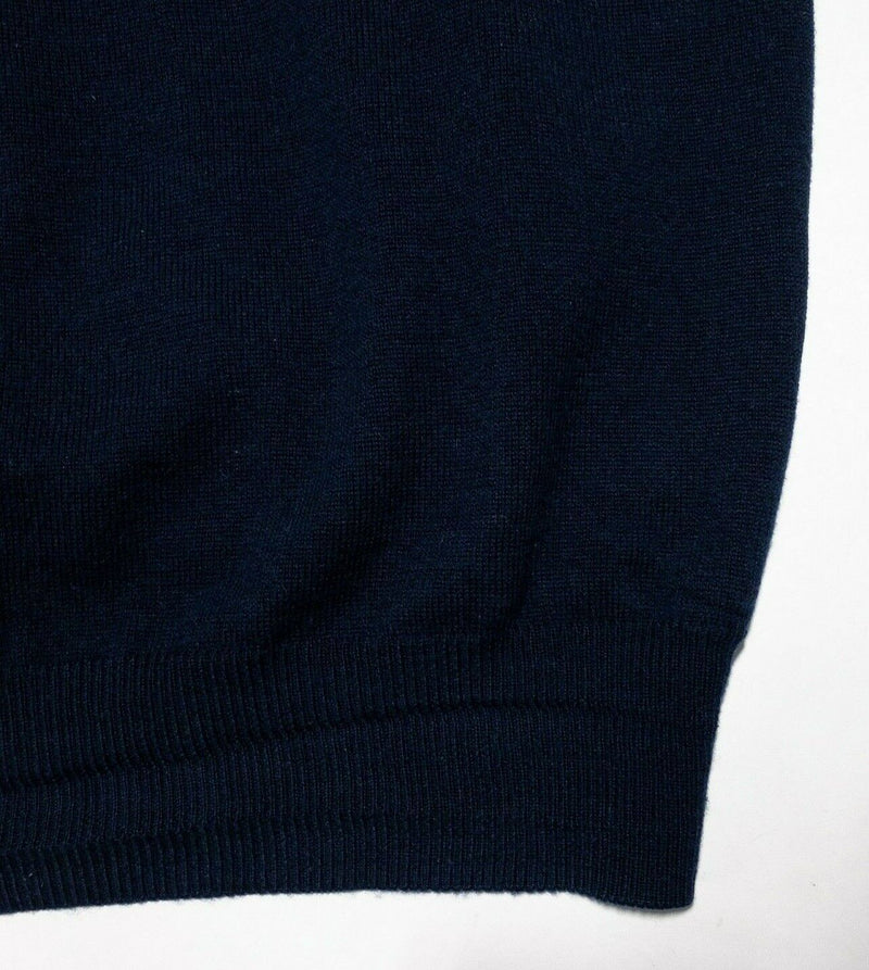 Peter Millar Sweater Vest Men's Large Merino Wool Golf Navy Blue V-Neck