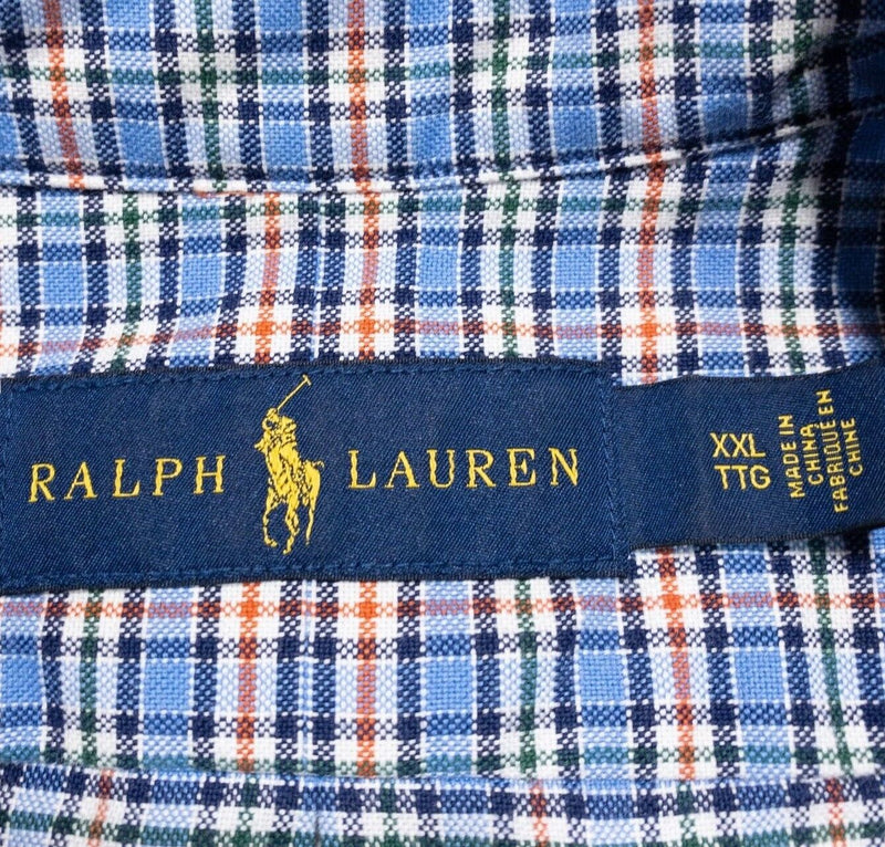 Polo Ralph Lauren XXL Shirt Men's Long Sleeve Button-Down Blue Plaid Pony 2XL