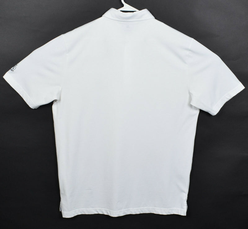 Johnnie-O Men's Large Solid White Surfer Logo Cotton Poly Blend Golf Polo Shirt