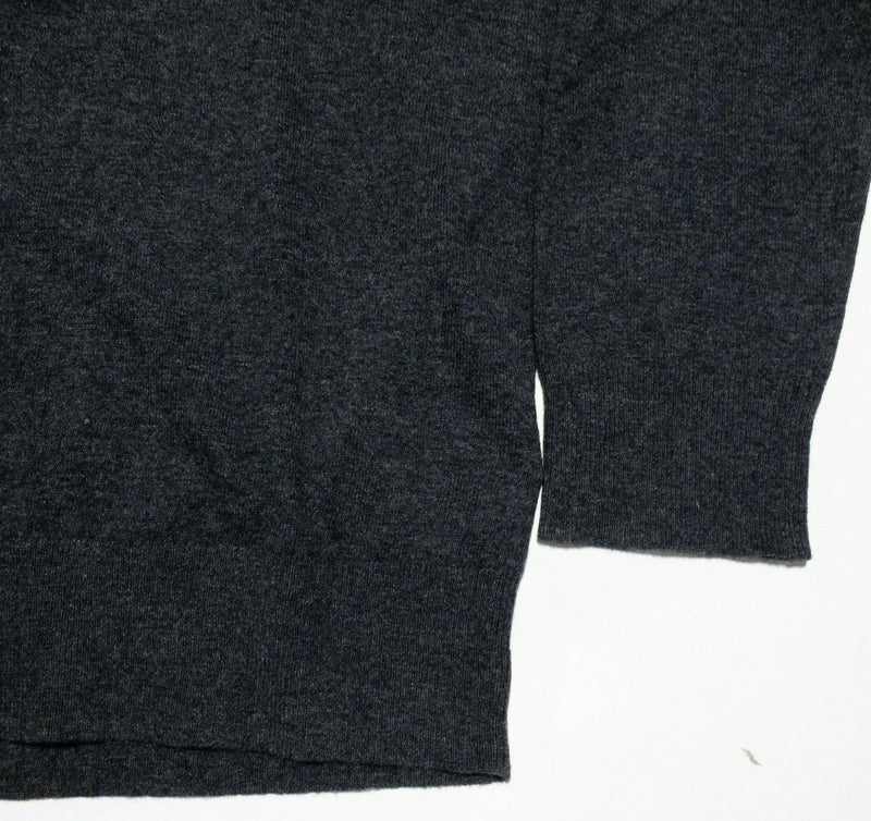 Banana Republic Men XL Merino Wool Blend Dark Gray Snap Collar Pullover Sweater