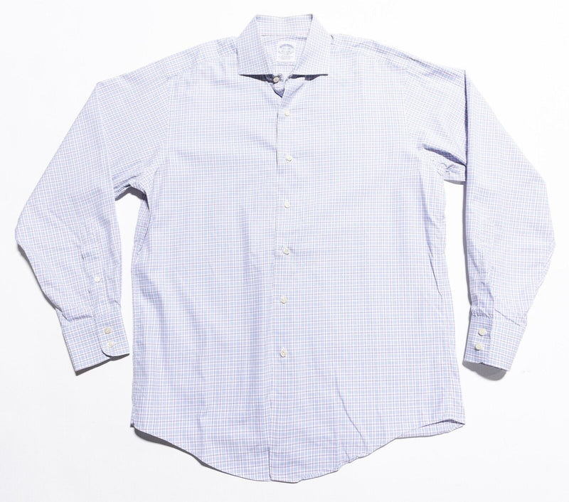 Brooks Brothers Dress Shirt Men's 15.5-34 Regular Fit Check Purple Blue Spread