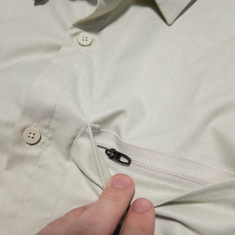 Lululemon Shirt Men's Medium Button-Front Long Sleeve Khaki Tan Athleisure