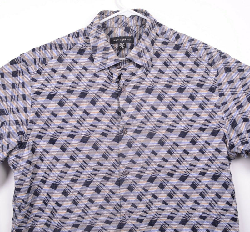 Jhane Barnes Men's Sz Large Abstract Striped Zebra Shirt