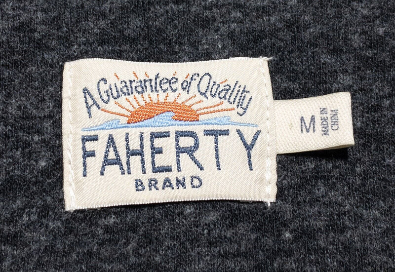 Faherty Sweater Men's Medium 1/4 Zip Pullover Light Gray Cotton Blend Soft