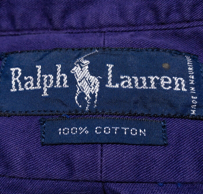 Polo Ralph Lauren Shirt Mens XL Long Sleeve Button-Down Solid Purple Vintage 90s