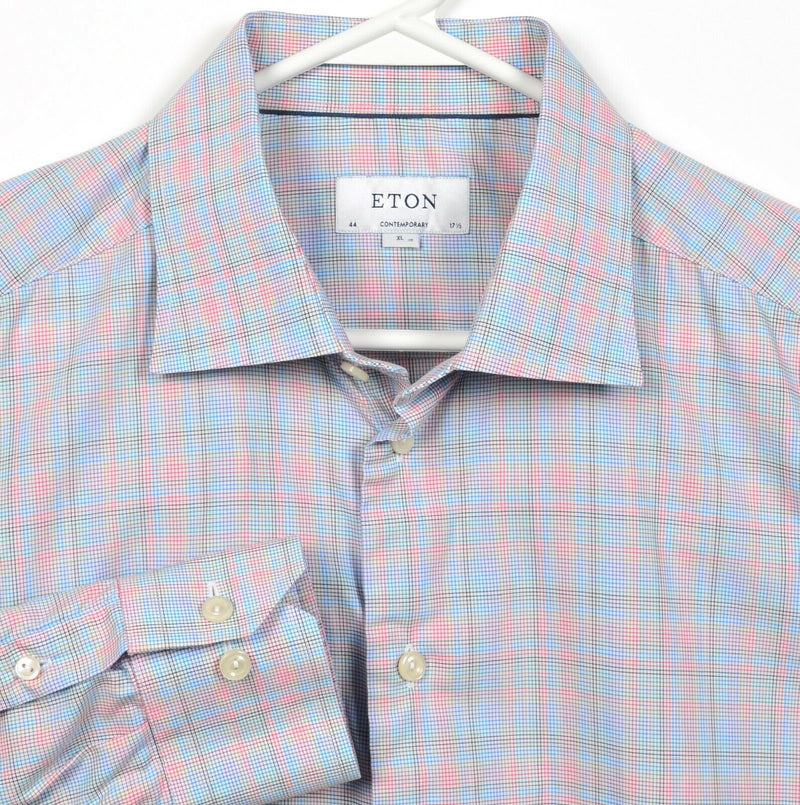 ETON Contemporary Men's 17.5/44 (XL) Multi-Color Pink Blue Check Dress Shirt