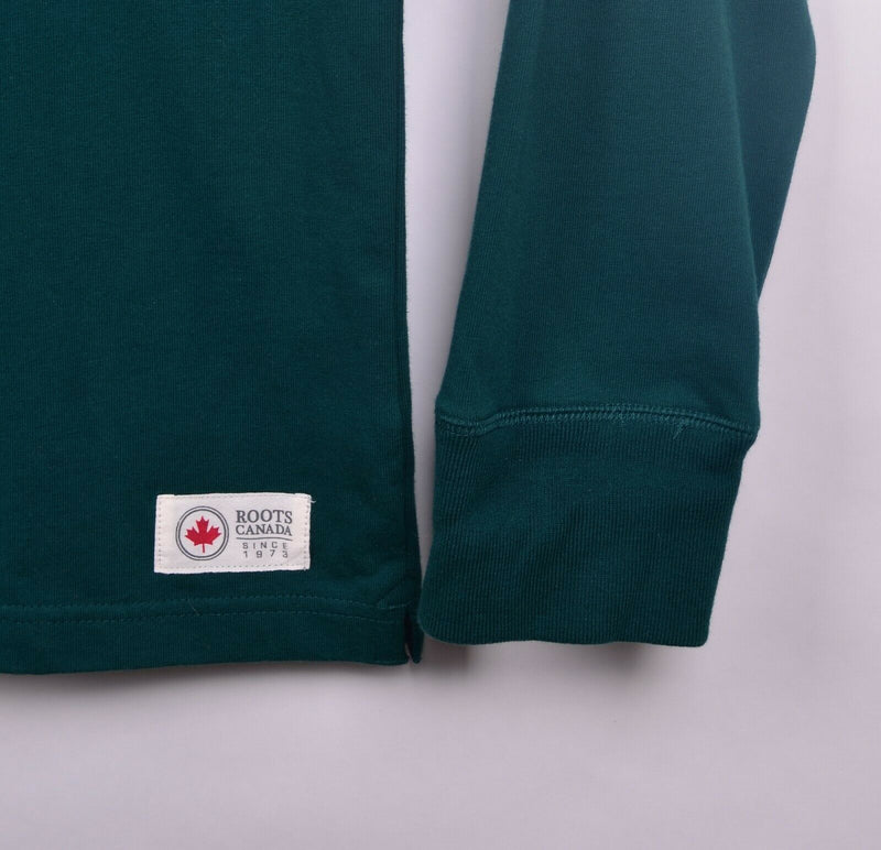 Roots Canada Men's Sz XL Green Collegiate Long Sleeve Polo Shirt NWT