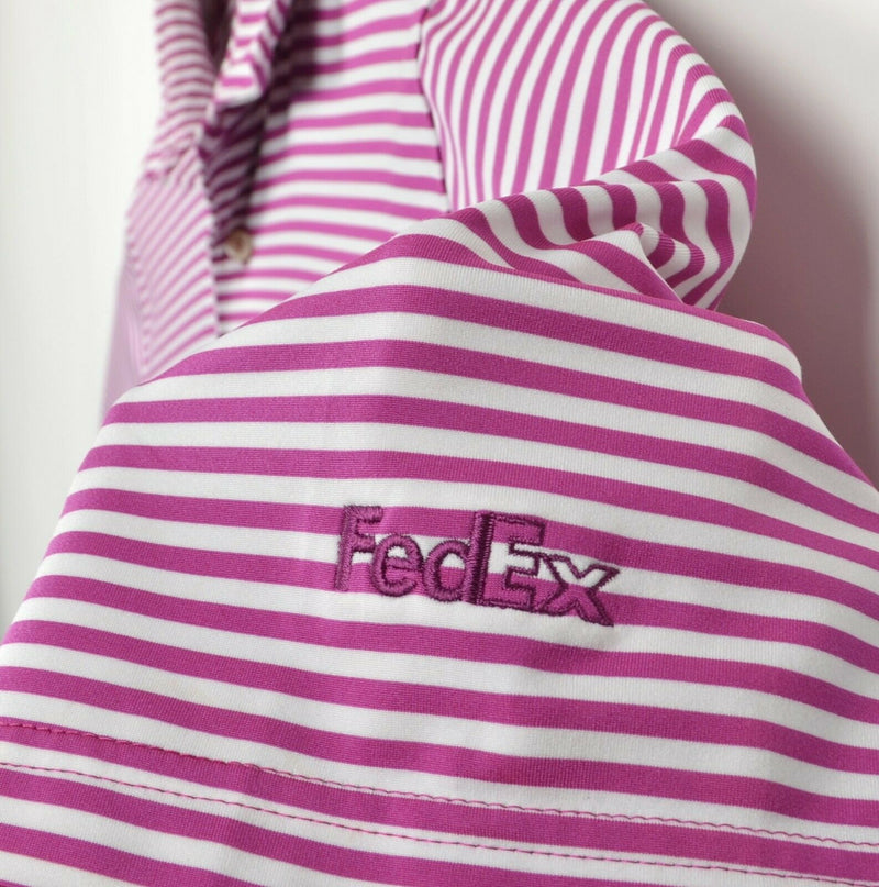 Peter Millar Men's XL Summer Comfort Purple White Striped Golf Polo Shirt FedEx