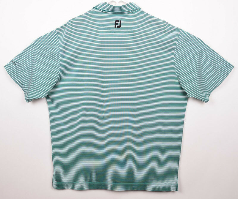 FootJoy Men's Sz XL Green/Blue Striped FJ Performance Golf Polo Shirt Cascata