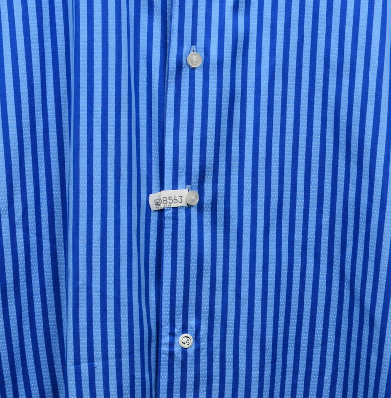 Robert Graham Men's Sz 47/18.5 34/35 BIG Blue Striped Long Sleeve Dress Shirt