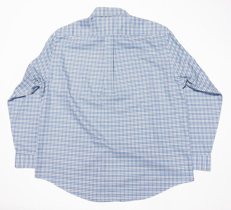 Brooks Brothers Shirt XL Men's Non-Iron Button-Down Blue Check Long Sleeve Logo