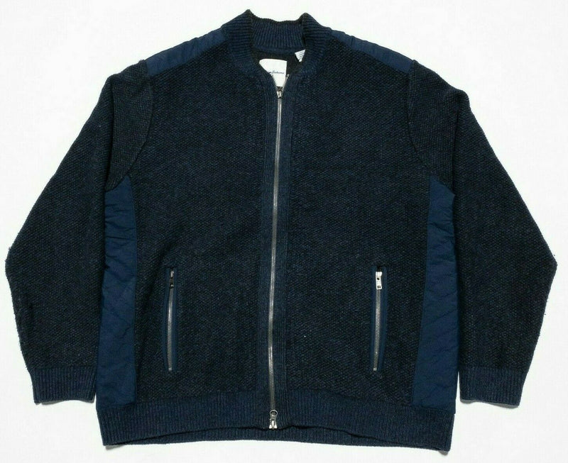 Tommy Bahama Men's Large Wool Cashmere Blend Navy Blue/Black Full Zip Sweater