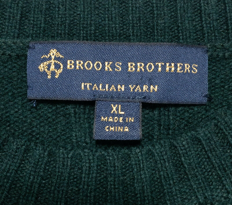 Brooks Brothers Men's XL 100% Merino Wool Green Cable-Knit Sheep Logo Sweater