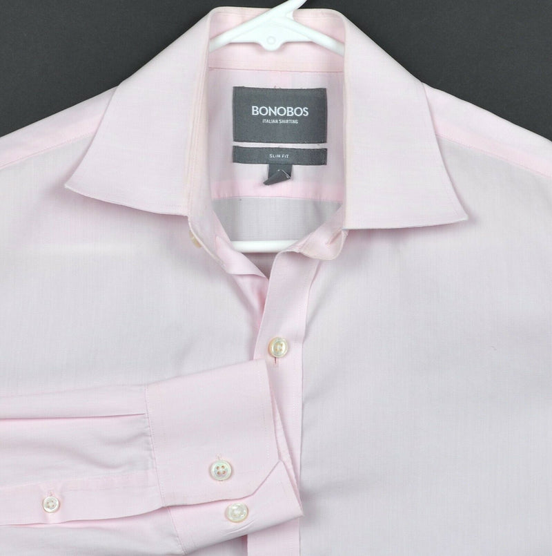 Bonobos Men's Sz 15/33 Slim Fit Light Pink Button-Front Dress Shirt