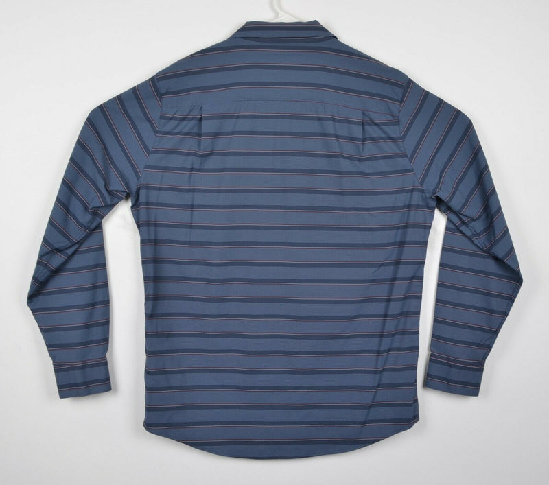 Travis Mathew Men's XL Nylon Wicking Blue Striped Golf Button-Front Shirt