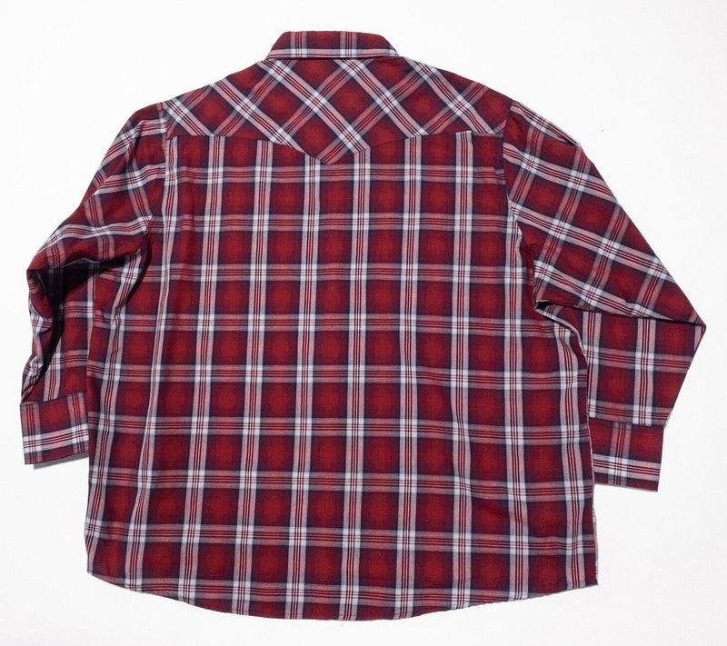 Wrangler 3XL Pearl Snap Men's Shirt Red Plaid Western Rockabilly Long Sleeve