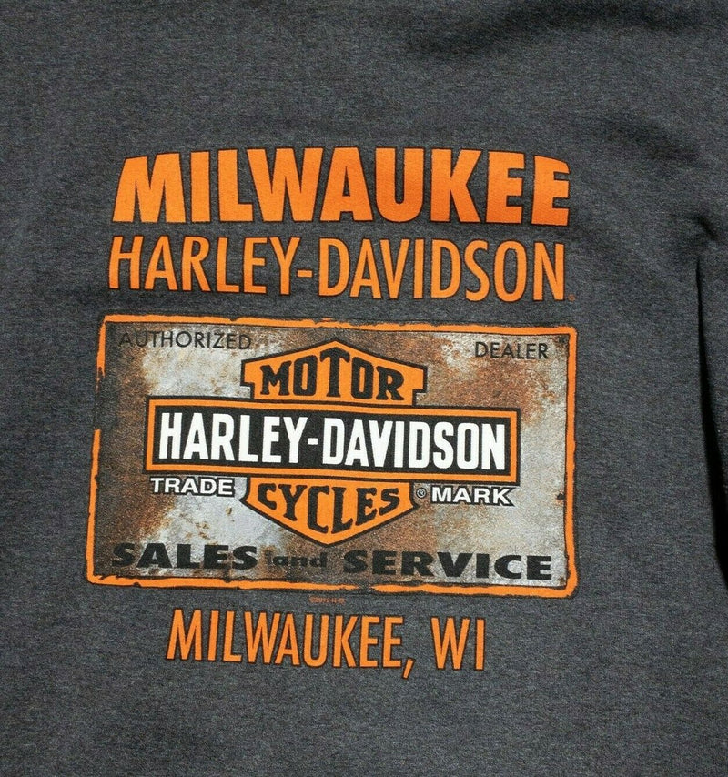 Harley-Davidson Motorcycle Full Zip Hoodie Sweatshirt Gray Milwaukee Men's XL