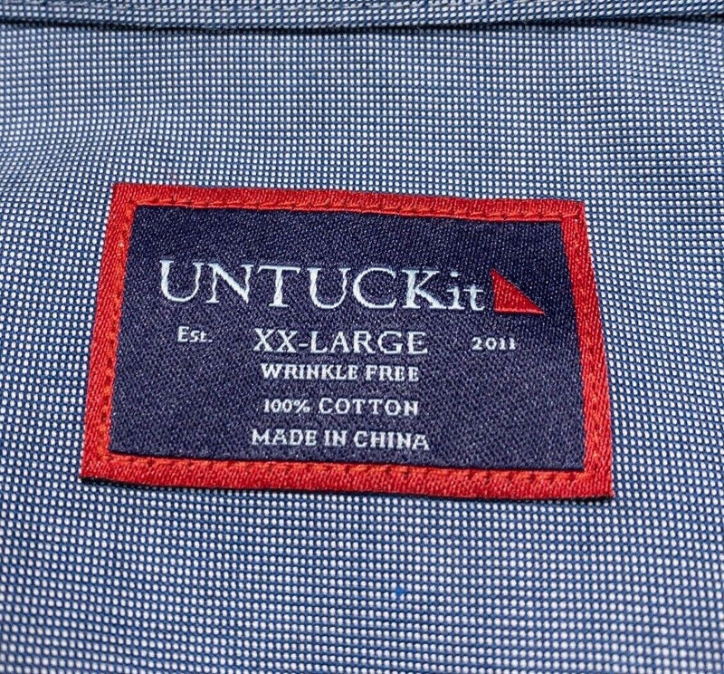 UNTUCKit XXL Shirt Men's Long Sleeve Wrinkle Free Blue Cesare Business Casual