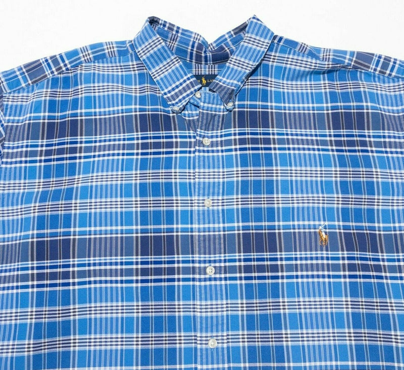 Polo Ralph Lauren Shirt 3XLT Men Short Sleeve Button-Front Big & Tall Blue Plaid