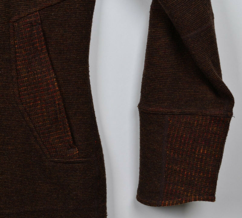 Title Nine Women's Sz Large Wool Blend Brown Full Zip Snap Collar Tunic Jacket