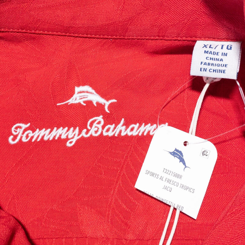 Tommy Bahama Silk Hawaiian Shirt Men's XL Red Floral Al Fresco Tropics Camp