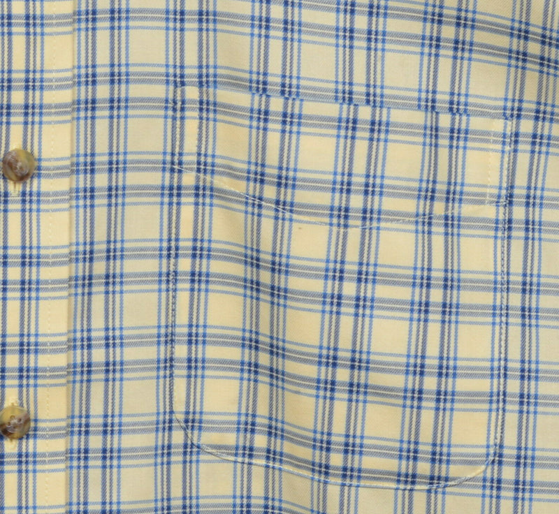 L.L. Bean Men's LT Large Tall Wrinkle-Free Yellow Blue Plaid Button-Down Shirt